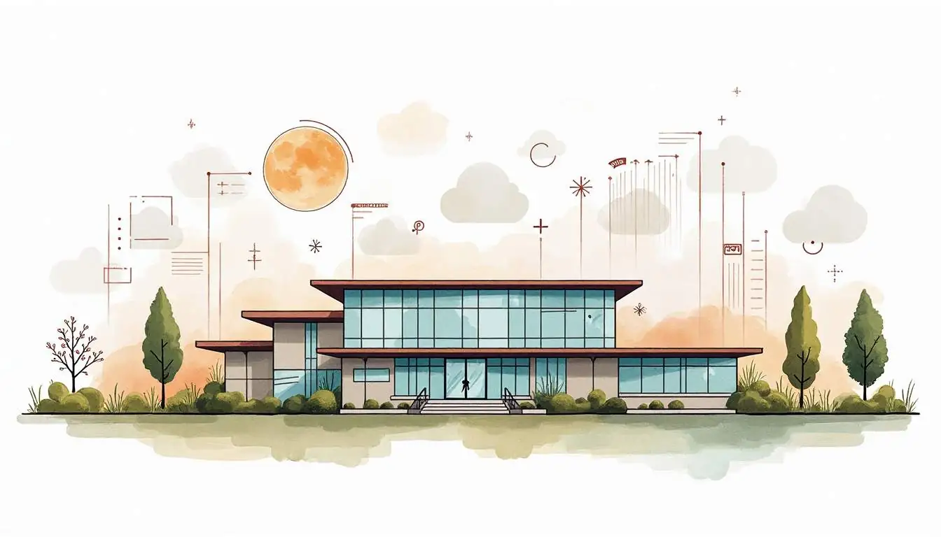 An abstract representation of a skilled nursing facility