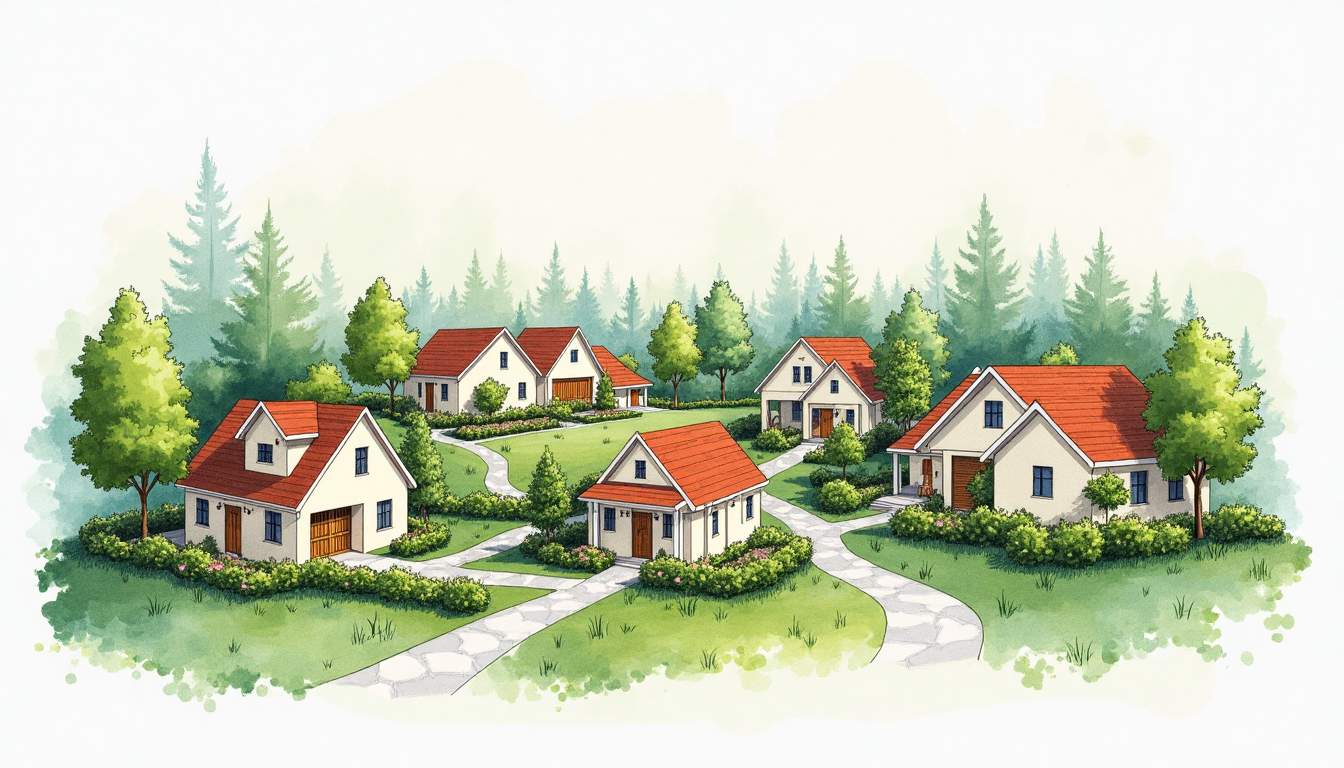 An abstract representation of a senior housing community