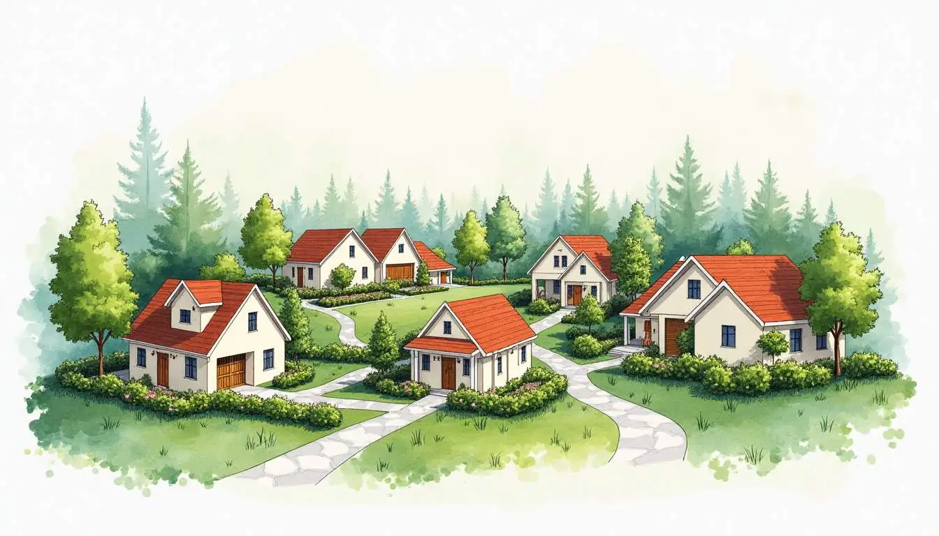An abstract representation of a senior housing community
